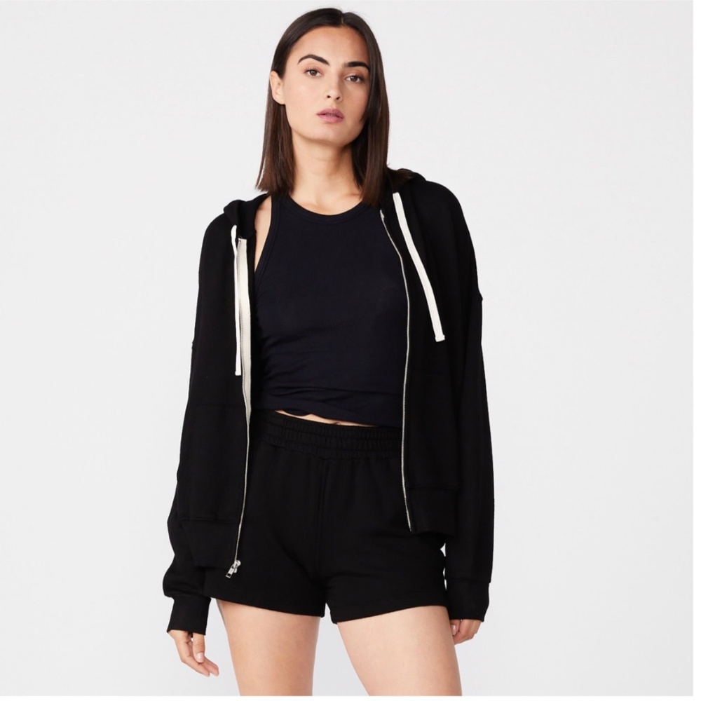 Monrow Black Supersoft Fleece Slouchy Zip-Up Sweatshirt – Size Small